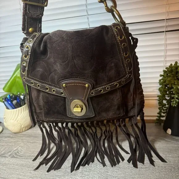 バッグ Coach Legacy Suede Signature Slim Flap Coach | Bags | Coach Legacy 65th Anniversary Suede Fringe